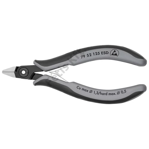 Knipex precíziós elektronikai oldalcsípő fogó ESD többkomponensű nyél barnított 125 mm