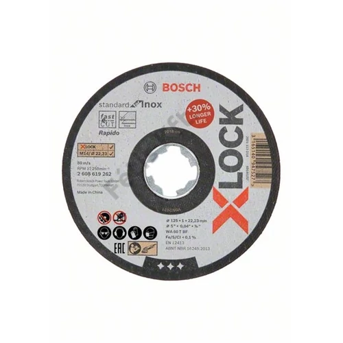Bosch vágókorong 125x1 inoxhoz egyenes X-Lock
