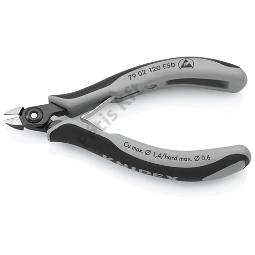 Knipex precíziós elektronikai oldalcsípő fogó ESD többkomponensű nyél barnított 120 mm