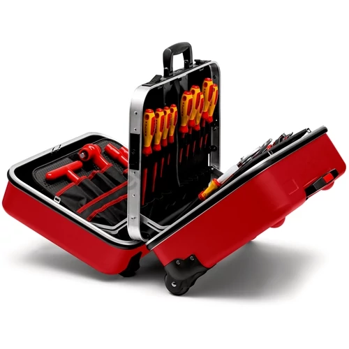 Knipex BIG Twin Move RED szerszámkoffer villanyszerelő szerszámokkal