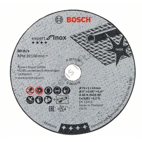 Bosch vágókorong 76x1.0mm inox egyenes