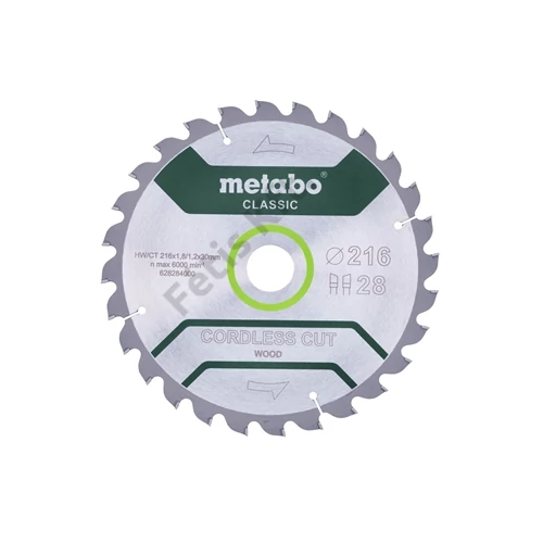 Metabo körfűrészlap 216x30 28WZ 5° akkus fűrészhez CutClassic
