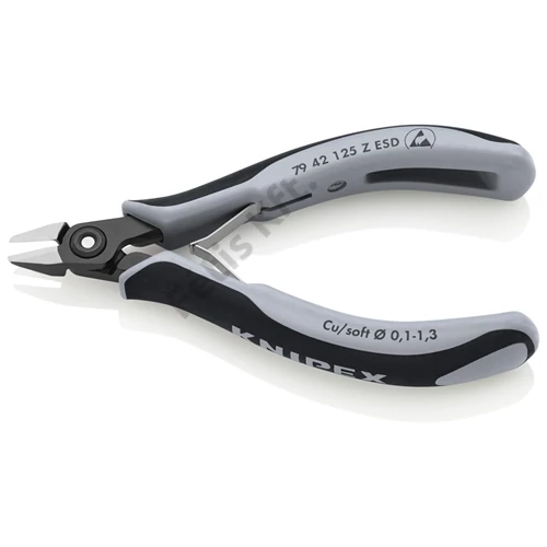 Knipex precíziós elektronikai oldalcsípő fogó ESD többkomponensű nyél barnított 125 mm