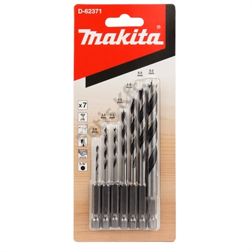 Makita hatszög befogású fafúró készlet 7rész. 2,3,3,4,5,6,8mm 1/4