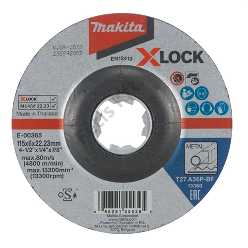 Makita csiszolókorong acél 115x6mm A36P X-Lock