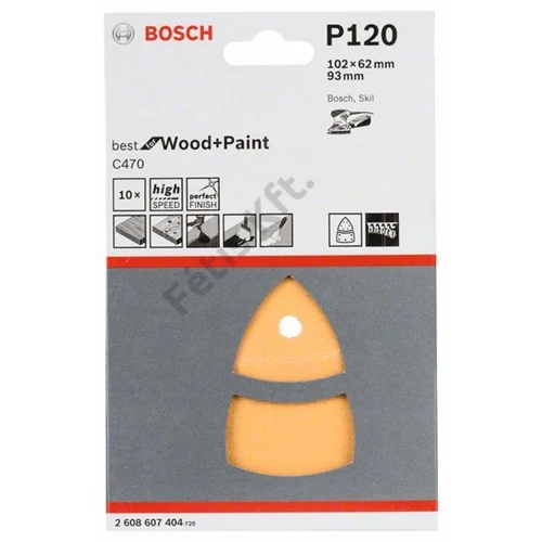 Bosch Expert C470 tépőzáras csiszolópapír delta, fához&festékhez, 10 db 102x6