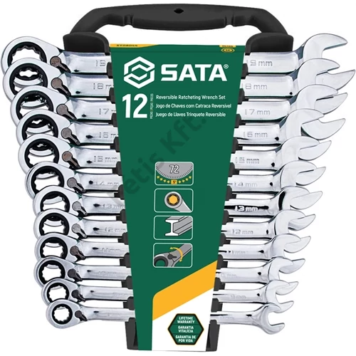 SATA racsnis csillag-villáskulcs készlet 8-19mm 12 részes irányváltós