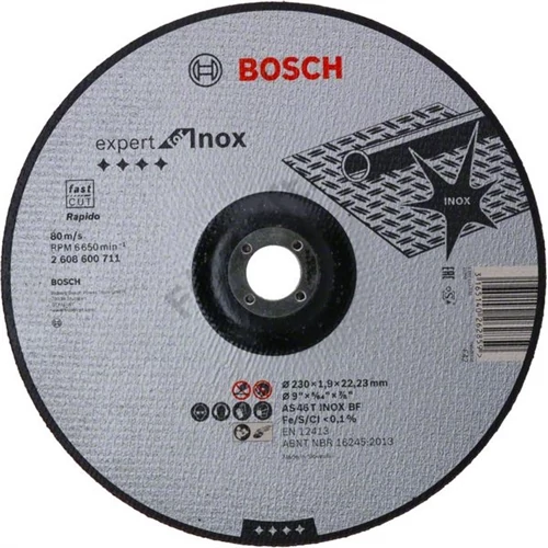Bosch vágókorong 230x1.9mm inox hajlított