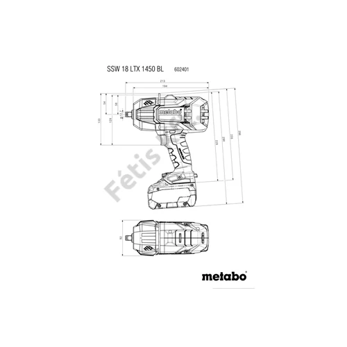 Metabo SSW 18 LTX 1450 BL akkus ütvecsavarozó alapgép (akku és töltő nélkül)