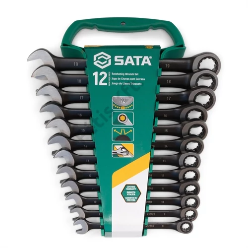 SATA racsnis csillag-villáskulcs készlet 8-19 mm 12 részes Black Edition