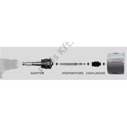 Abraboro HSSE-Co5 körkivágó adapter SDS-Plus 150mm quick-lock