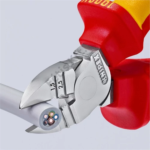 Knipex Huzalcsupaszító-oldalcsípőfogó krómozott VDE 160 mm