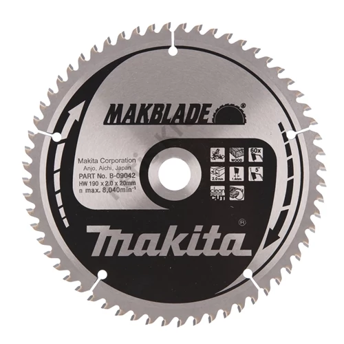 Makita Körfűrészlap Makblade 190/20mm Z60