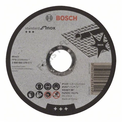 Bosch vágókorong 115x1.6mm inox egyenes