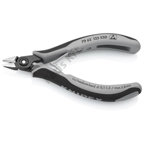 Knipex precíziós elektronikai oldalcsípő fogó ESD többkomponensű nyél barnított 125 mm
