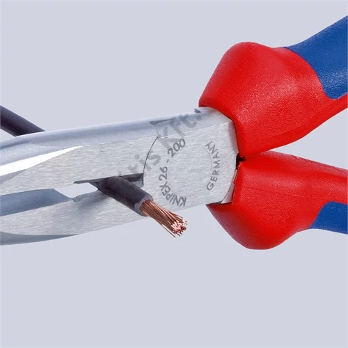 Knipex Félkerek csőrű fogó vágóéllel (gólyacsőr fogó) feketére foszfátozott 200 mm