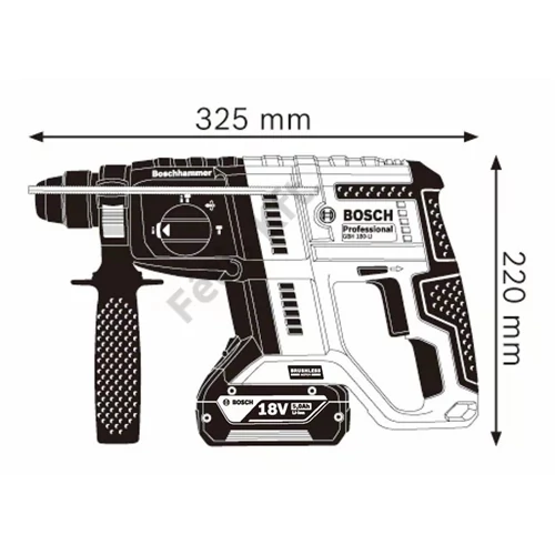 Bosch GBH 180 LI akkus fúrókalapács + 5 részes SDS-Plus fúrószár készlet 1x4Ah+töltő+koffer