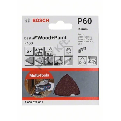 Bosch F460 tépőzáras delta csiszolópapír 93mm G60 6lyukas 5db