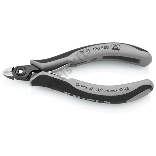Knipex precíziós elektronikai oldalcsípő fogó ESD többkomponensű nyél barnított 120 mm