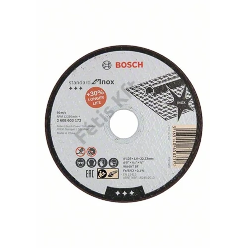 Bosch vágókorong 125x1.6mm inox egyenes