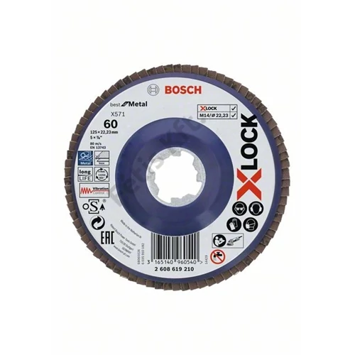 Bosch lamellás tárcsa 125x22.23 mm P60 fém+inoxhoz Zirkon X571 egyenes X-Lock