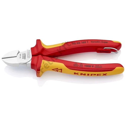 Knipex oldalcsípő fogó krómozott VDE 160 mm, rögzítőszemmel