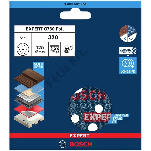 Bosch EXPERT O780 Foil csiszolótárcsa, 125 mm, G320
