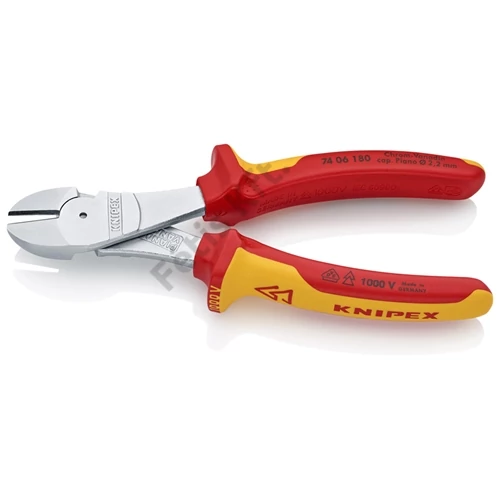 Knipex Erőkímélő oldalcsípő fogó krómozott VDE 180 mm