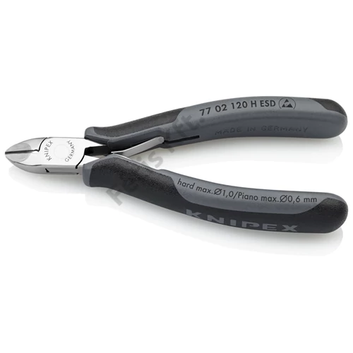 Knipex elektronikai oldalcsípő fogó keményfém vágóéllel ESD többkomponensű nyél 120 mm