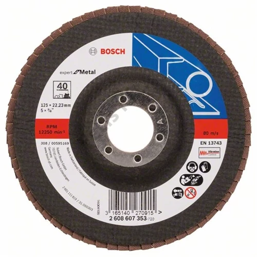 Bosch lamellás tárcsa 125x22.23 mm P40 fémhez Zirkon X551 egyenes üvegszál