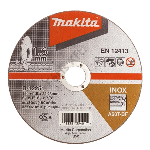 Makita vágókorong INOX 150x1.6mm