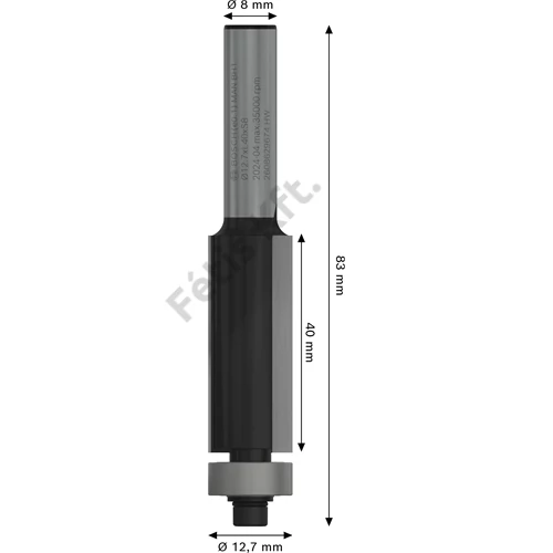 Bosch PRO alsó csapágyas színelő alakmaróbetét,  12,7 x L 40, szár 8 mm