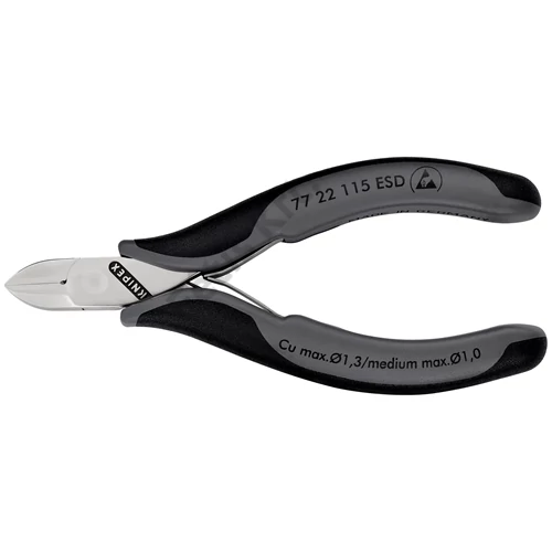 Knipex Elektronikai oldalcsípő fogó ESD többkomponensű nyél 115 mm