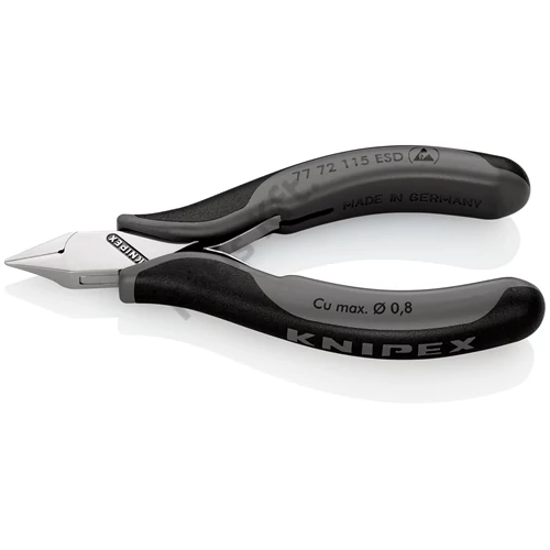 Knipex elektronikai oldalcsípő fogó ESD többkomponensű nyél 115 mm