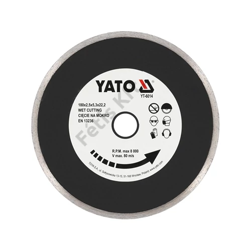 YATO gyémánt vágókorong folytonos 180 x 22.2 mm (YT-6014)