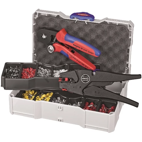Knipex érvéghüvely készlet 97 53 04 krimpelő- és 12 40 200 huzalcsupaszító fogóval TANOS MINI-systainer-ben