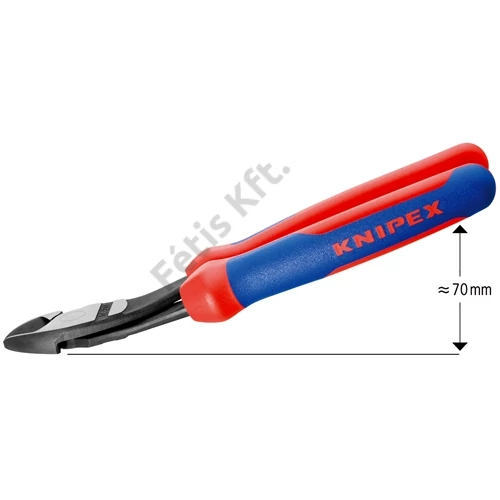 Knipex erőkímélő oldalcsípő fogó feketére foszfátozott, többkomponensű nyél 200 mm