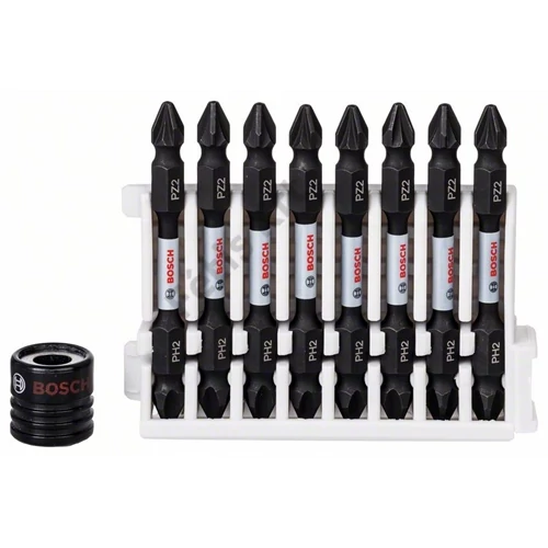 Bosch Impact Control kétvégű PH2-PZ2 bit, 8 db 65 mm + mágneses bittartó