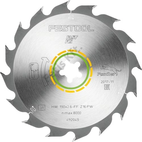 Festool körfűrészlap HW 190x26 FF PW16 WOOD RIP CUT