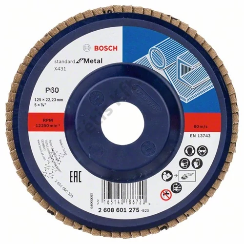 Bosch lamellás tárcsa 125x22.23 mm P60 fémhez Alox X431 egyenes műanyag