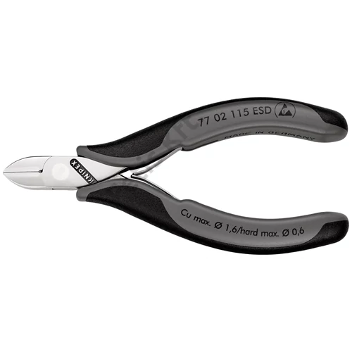 Knipex elektronikai oldalcsípő fogó ESD többkomponensű nyél 115 mm