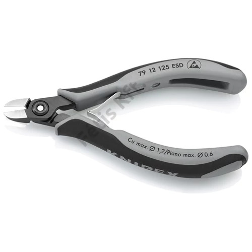 Knipex precíziós elektronikai oldalcsípő fogó ESD többkomponensű nyél barnított 125 mm