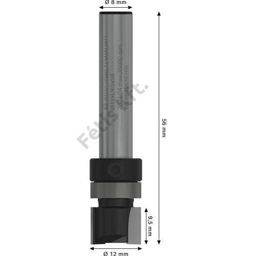 Bosch PRO felső csapágyas színelő alakmaróbetét,  12,7 x L 9,5, szár 8 mm