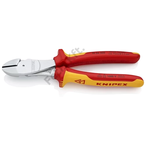 Knipex erőkímélő oldalcsípő fogó krómozott VDE 200 mm (bliszter)