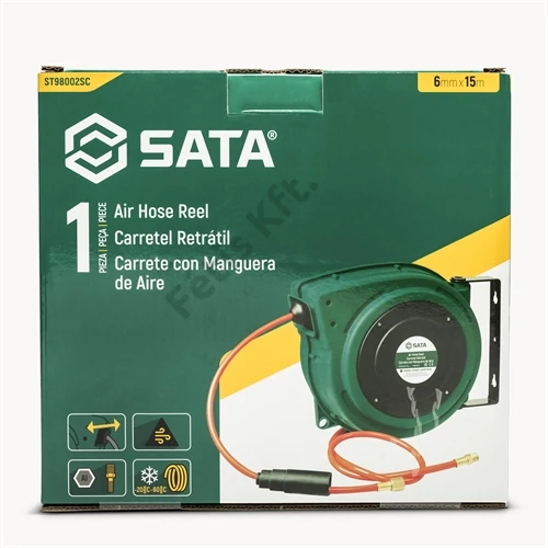SATA automata levegőtömlő dob 6mm x 15m tömlővel