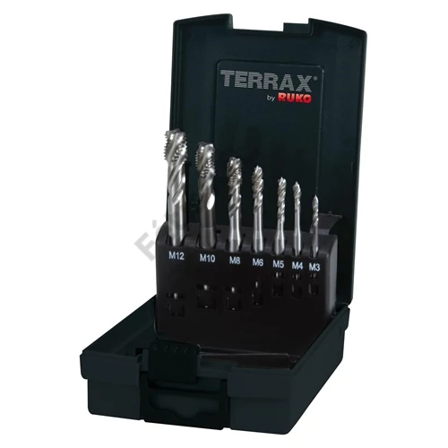 Terrax menetfúró készlet gépi M3-12 HSSE Co5 csavart hornyú