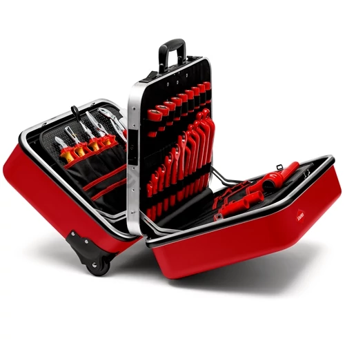 Knipex BIG Twin Move RED szerszámkoffer villanyszerelő szerszámokkal