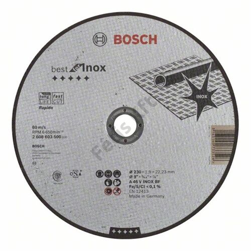 Bosch vágókorong 230x1.9x22.23 A 46 V Rapido inox egyenes