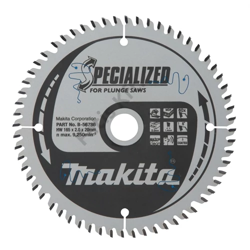Makita merülő körfűrészlap 165x20mm Z60 MDF(TCG)
