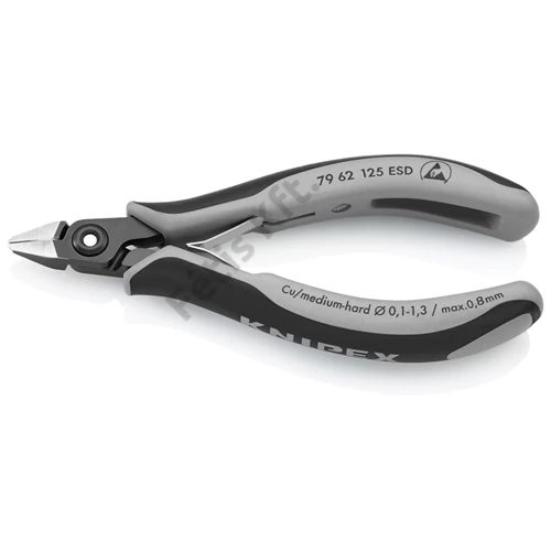 Knipex precíziós elektronikai oldalcsípő fogó ESD többkomponensű nyél barnított 125 mm